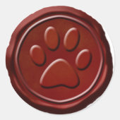 Wachs Siegel Red Paw Print Pet Symbol Runder Aufkleber (Vorderseite)