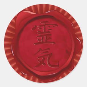 Wachs-Siegel - REIKI Rote Blume Runder Aufkleber