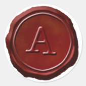 Wachs Siegel Rotes Monogramm Initiale Runder Aufkleber (Vorderseite)