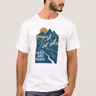 Wachs- und Wellenkran T-Shirt über dem Fluss