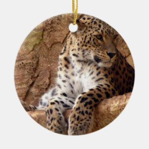 Wachsame Leopard-Verzierung Keramikornament
