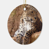 Wachsame Leopard-Verzierung Keramikornament (Links)