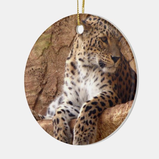Wachsame Leopard-Verzierung Keramikornament (Links)