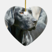 Wachsame schwarze Hundeverzierung Labradors Keramik Ornament (Hinten)