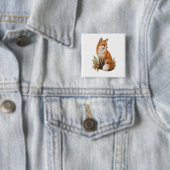 Wachsamer Rotfuchs mit Wald-Farnen Button (Beispiel)