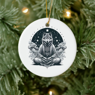 Wachsamer Wolf Keramik Ornament