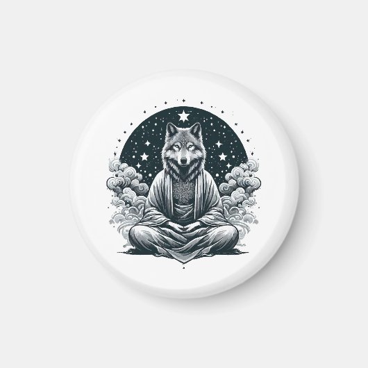 Wachsamer Wolf Magnet (Vorne)