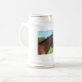 Wachsames arabisches Pferdebier Stein Bierglas (Vorderseite Links)