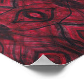 Wachsamkeit Rote Abstrakte Aquarell-Kunst Poster (Ecke)