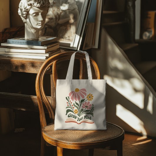 Wachse Deinen Geist Florales Buch Tragetasche