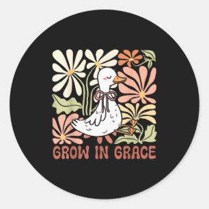 Wachse in Gnade Boho Floral Silly Goose Coquette S Runder Aufkleber