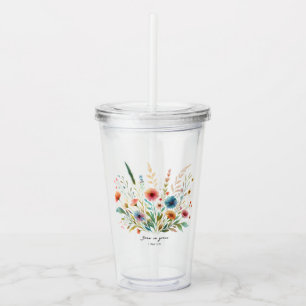 Wachse in Gnade floral Acryltrinkbecher