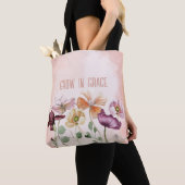 Wachse in Gnade Wasserfarben-Blumen-Monogramm Tasche (Von Nahem)