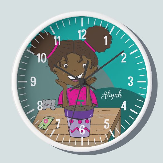 Wachsen | Girl Green Personalisiert Wall Clock Uhr