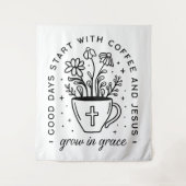 Wachsen in Graukaffee Jesus zitiert Wandteppich (Vorderseite)