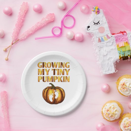 Wachsen meiner winzigen Kürbis-Erntedank-Schwanger Pappteller (Party)