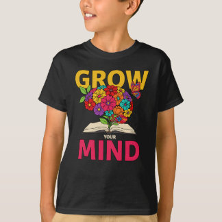 Wachsen Sie Ihren Geist Florales Gehirn Buch T-Shirt