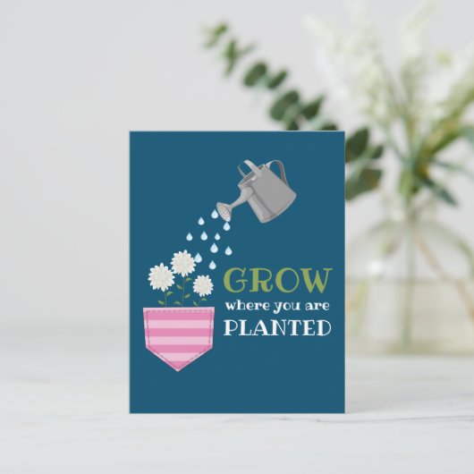 Wachsen, wo man Tascheninspektion gepflanzt wird Postkarte (Stehend Vorderseite)