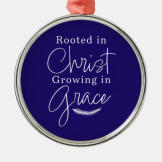 Wachsend in Gnade Blau und Weiß Runde Weihnachten Ornament Aus Metall