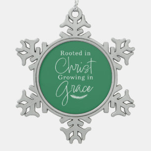 Wachsend in Gnade Grün und Weiß Weihnachten Schneeflocken Zinn-Ornament
