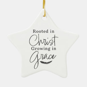 Wachsend in Gnade Schwarz-Weiß-Stern-Weihnachten Keramik Ornament
