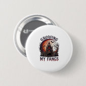 Wachsende Fangzähne Halloween Verlassenes Schloss Button (Vorne & Hinten)