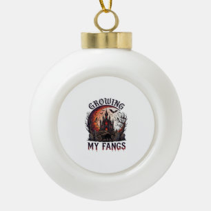 Wachsende Fangzähne Halloween Verlassenes Schloss Keramik Kugel-Ornament