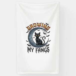 Wachsende Fangzähne schwarze Katze Halbmond Fleder Banner
