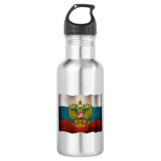 Wachsende Flagge Russlands Edelstahlflasche (Vorderseite)