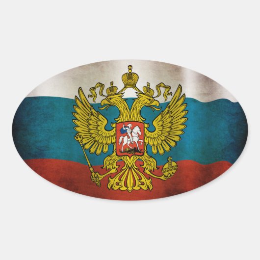 Wachsende Flagge Russlands Ovaler Aufkleber (Vorderseite)