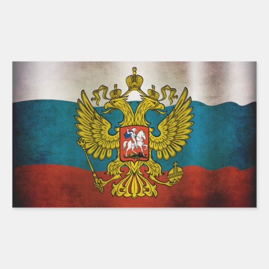Wachsende Flagge Russlands Rechteckiger Aufkleber (Vorderseite)