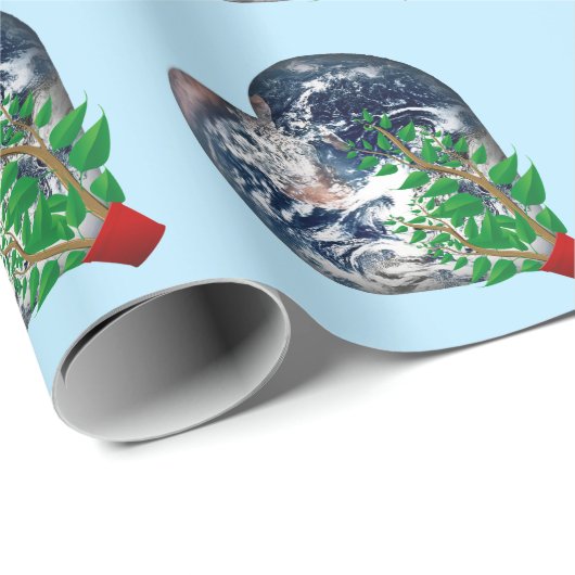 Wachsende Pflanze mit dem Herzen der Erde Geschenkpapier (Rolleneckpunkt)