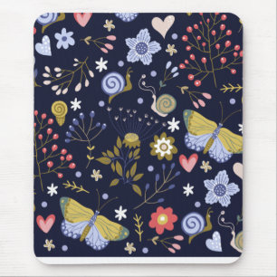 Wachsende positive Blume und Schmetterlingsfarben Mousepad