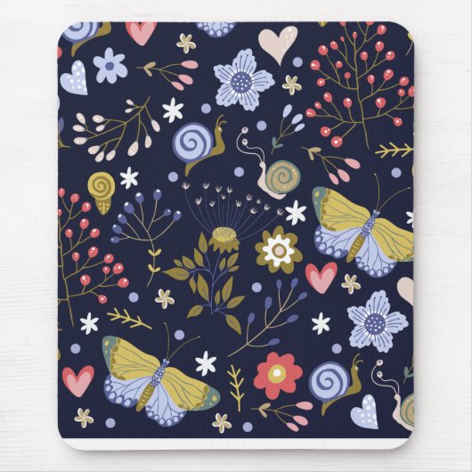 Wachsende positive Blume und Schmetterlingsfarben Mousepad (Vorne)