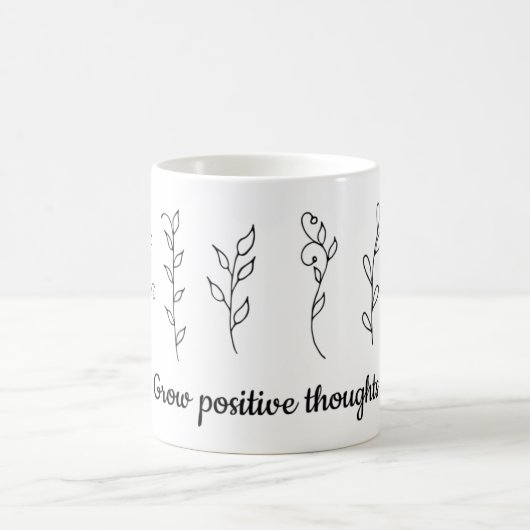 Wachsende positive Gedanken Blume Minimalistisch N Kaffeetasse (Mittel)