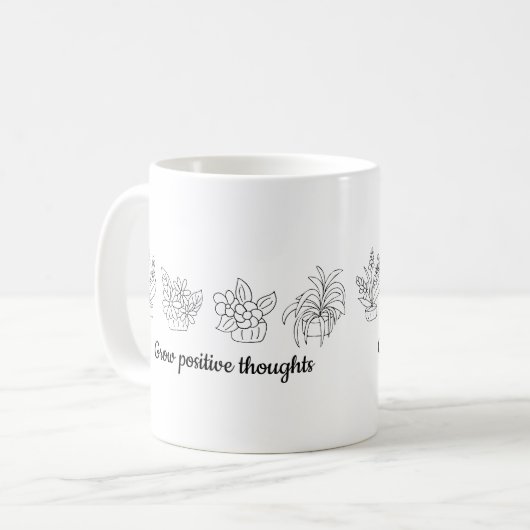 Wachsende positive Gedanken Blume Minimalistisch N Kaffeetasse (Vorderseite Links)