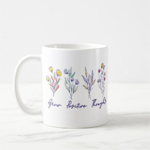 Wachsende positive Gedanken Wildblume Pflanze Kaffeetasse