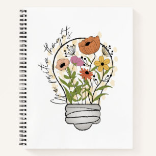 Wachsende positive Gedanken Wildblumen Inspiration Notizblock