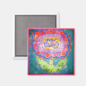 Wachsende Positivität Blume Hübsch Pink Whimsical Magnet (Vorderseite/Rückseite)