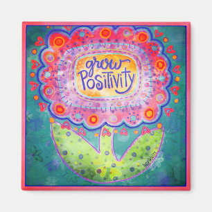 Wachsende Positivität Blume Hübsch Pink Whimsical Magnet