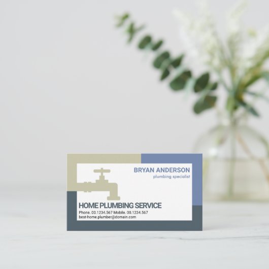 Wachsender Blauer Wasserhahn Visitenkarte (Stehend Vorderseite)