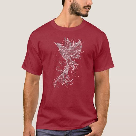 Wachsender Phoenix-weißer Lineart-T - Shirt (Vorderseite)