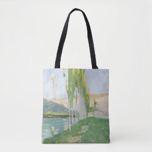 Wachsendes nahes der Pappeln ein Wasserlauf Tasche