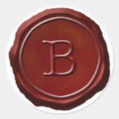 Wachssiegel rotes Monogramm B Initial Runder Aufkleber (Vorderseite)