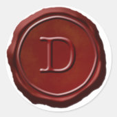 Wachssiegel rotes Monogramm D Initial Runder Aufkleber (Vorderseite)