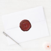 Wachssiegel rotes Monogramm D Initial Runder Aufkleber (Umschlag)