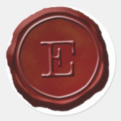 Wachssiegel rotes Monogramm E Initiale Runder Aufkleber (Vorderseite)