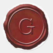 Wachssiegel rotes Monogramm G Initiale Runder Aufkleber (Vorderseite)