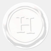 Wachssiegel weißes Monogramm H Initiale Runder Aufkleber (Vorderseite)