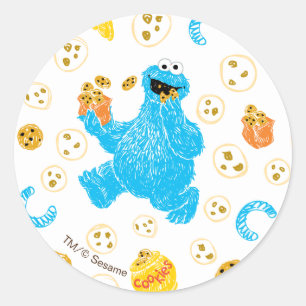 Wachsstift-Cookie-Monster-Cookie-Muster Runder Aufkleber